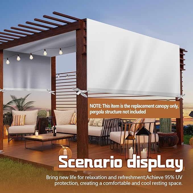 Universal Pergola Replacement Canopy Outdoor Canopy Shade Cover Waterproof Shade Top Cover for Outdoor Patio Porch Backyard(12 x 10 ft,Beige)