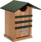 Screech Owl House Cedar Nesting Box with Poly Lumber Roof, Saw-Whet Owl Box for Outside, Drainage Ventilation, Easy Cleanout, Made in USA, Green