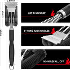 GRILLART Grill Brush, 18'' Extra-Strong Handle, BBQ Cleaner with Scraper | Remove Tough Grime, Triple Safe Wire Bristle Scrubbers, for Gas, Charcoal & Smoker, Steel Grates, 360°Wizard Cleaning