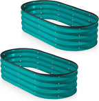 Plant & Plot Galvanized Raised Garden Beds Outdoor // 4×2×1 ft (2-Pack) Planter Raised Beds for Gardening, Vegetables, Flowers (Turquoise) // Large Metal Garden Box