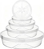 Hacaroa 24 Pack Clear Plant Saucer Drip Trays, 6/8/10/12 Inch Plastic Plant Water Catcher Trays Flower Pot Saucers for Indoor Outdoor Plants, Round, 4 Sizes