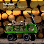 gorilla carts steel utility garden cart, 800 lb. shown in use