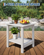 GarveeLife Poly Lumber Rocking Chair Outdoor Set of 2 with Side Table - HDPE High Back Porch Rocker Chairs for Adults - All Weather Resistant Furniture for Patio - White