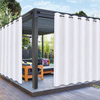 PureFit Outdoor Curtains for Patio Waterproof Weatherproof, UV Resistant Outside Curtains for Gazebo, Front Porch, Pergola, Sun Blocking Privacy Curtain, 100W x 120L inch, 1 Panel, White