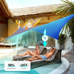 Quictent 20X20FT 185G HDPE Square Sun Shade Sail Canopy 98% UV Block Outdoor Patio Garden with Hardware Kit Blue