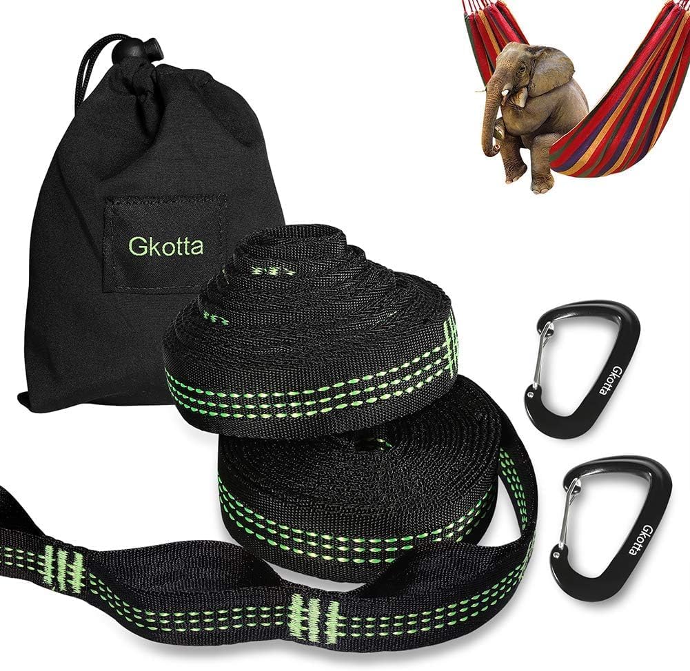 Hammock Straps for Trees Heavy Duty Long Extender Hammock Webbing Ropes Kit | With 2 Carabiners, Set of Two 10FT Long, 32 Adjustable Loops, Holds up to 1000 Lbs Each Strap, Hammock Ties Around Tree Safe