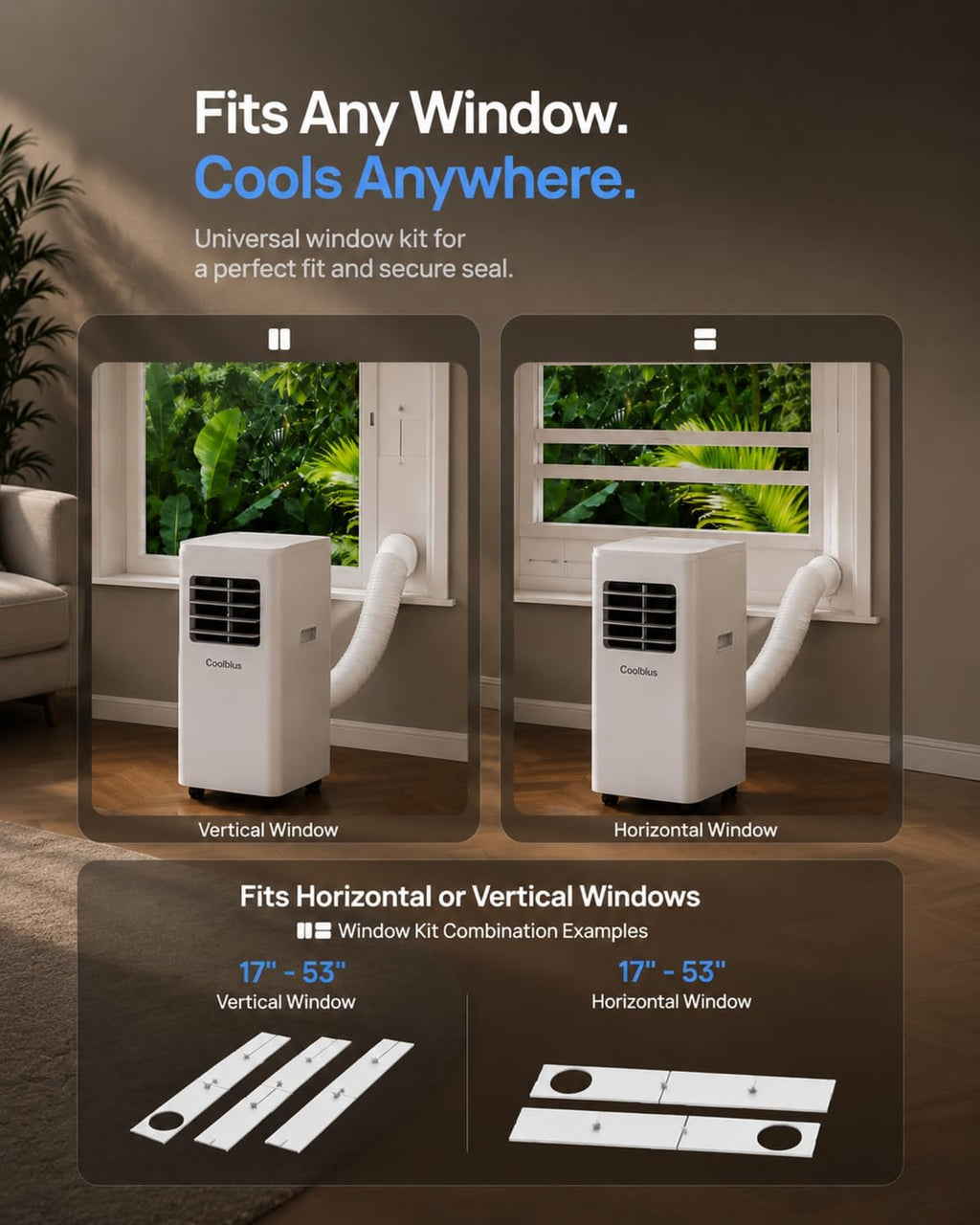 coolblus portable air conditioners, 8500 btu portable ac on a desk or shelf