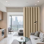 Joydeco Blackout Patio Sliding Door Curtains 108 Inches Long, Grommet Privacy Room Divider Curtains, Extra Wide Thermal Blackout Drapes for Bedroom Living Room (Light Beige, 80Wx108L, 1 Panel)