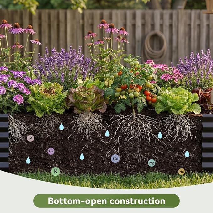 COMHOMA Galvanized Raised Garden Bed,Large Metal Planter Box for Outdoor Vegetables,Corrugated Steel Herbed Plants Container,Extra Deep Gardeners Kits with Open Bottom (2, 6x3x2FT)