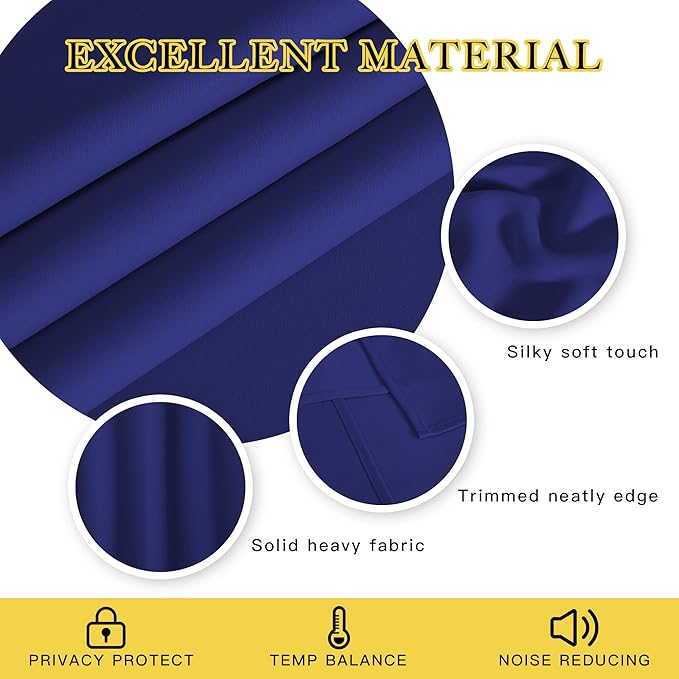 NICETOWN Blackout Curtains 63 inches Long for Living Room Bedroom, Grommet Thermal Insulated Room Divider Drape Window Treatment for Sliding Patio Door, W100 x L63, 1 Panel, Navy Blue