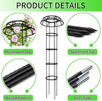 65-Inch Garden Trellis for Climbing Plants,Heavy-Duty Metal Obelisk with Mushroom Top,Stable Support for Potted Clematis,Tomato,Cucumber,Rose,Pea & Vine