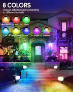 HIBOITEC Solar Spot Lights Outdoor Color Changing 59LED Landscape Lighting Solar Powered Uplights Waterproof Dusk to Dawn for Christmas Decorations Garden Yard Outdoor 8 Packs Multicolor
