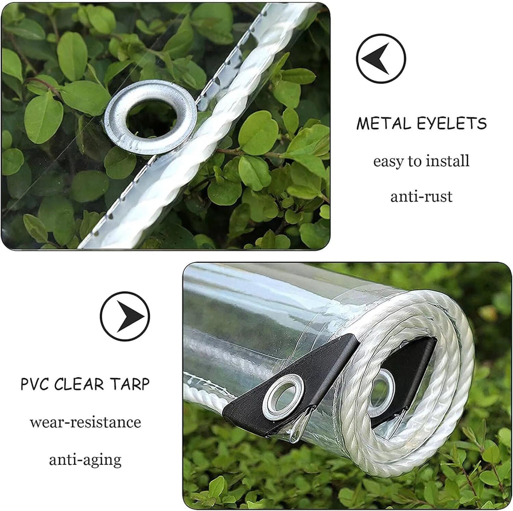 clear tarp with grommets 8x20ft 14mil transparent heavy showing dimensions