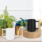 Watering Can for Indoor Plants, 35 oz/1000 ml Metal Stainless Steel Pot with Long Spout for House Plants Bonsai Outdoor Garden Flower Decorative (Black)