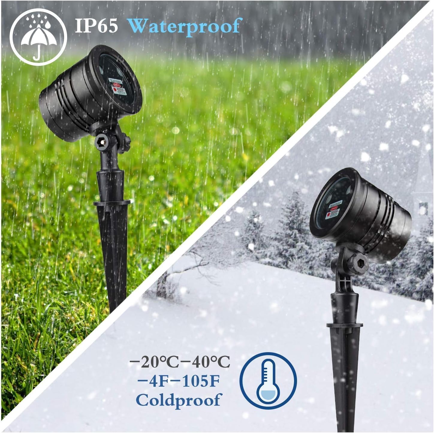 Christmas Laser Projector Lights Outdoor, Garden Laser Landscape Light with 5 Christmas Patterns & Red/Green Stars, IP65 Waterproof and Cold-Resistant, Aluminum Alloy Body