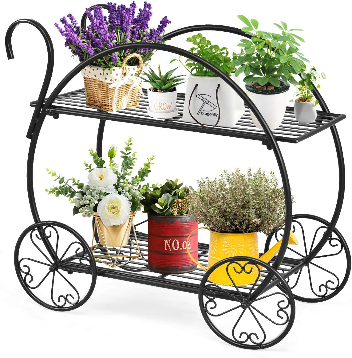 giantex garden cart metal plant stand with 4, main product view