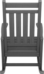 SERWALL Outdoor Rocking Chair Set of 2, HDPE Rocking Chairs for Adult, All Weather Porch Rockers for Lawn Garden, Grey