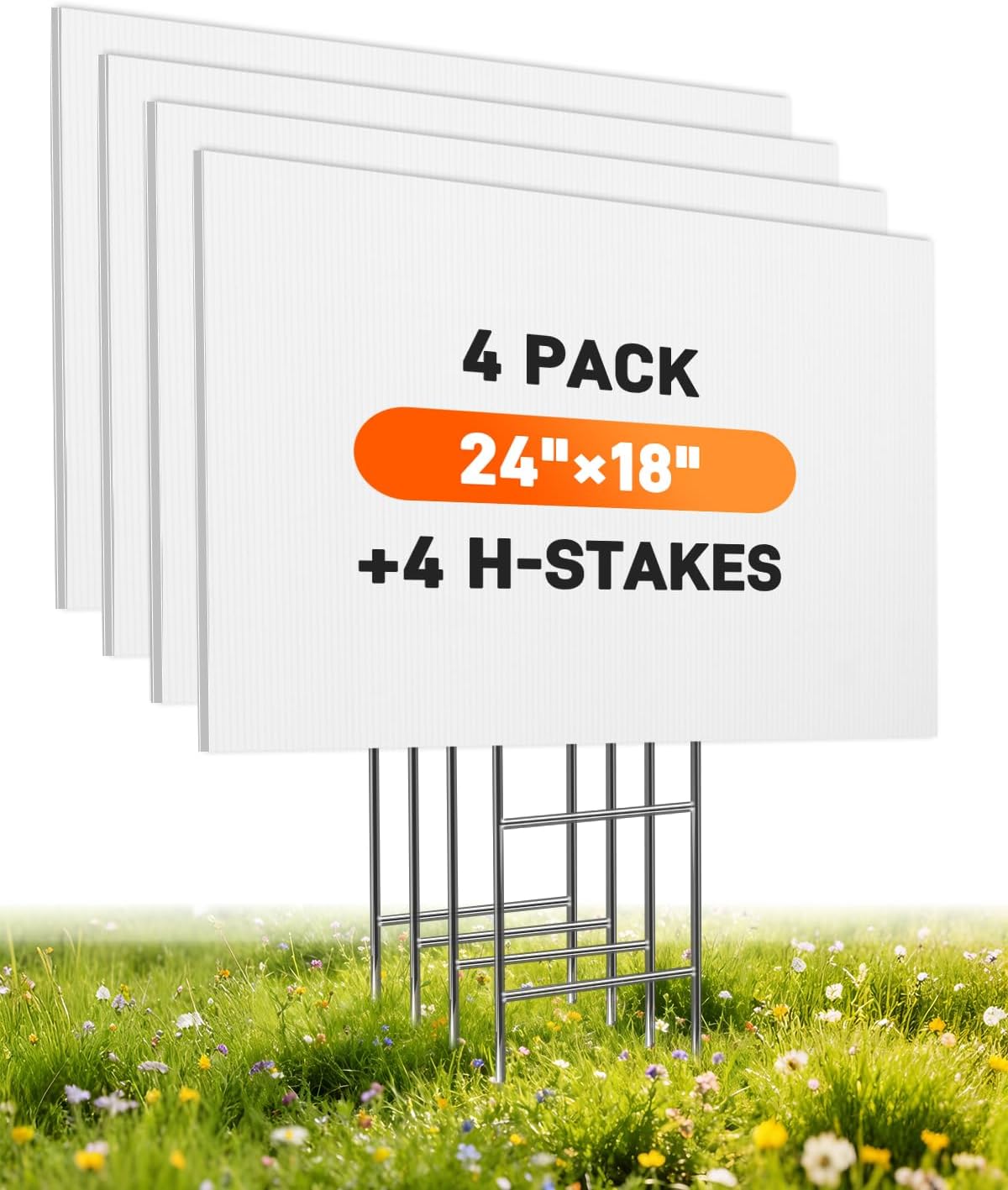 blank yard signs with stakes, 24" x 18", main product view