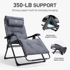 EVER ADVANCED Aluminum Zero Gravity Chair, 2.4" Padded, 350 lb Capacity | Oversized Reclining Lounge Chair with Adjustable Headrest and Side Table, Foldable for Camping, Patio, Lawn and Indoor Use