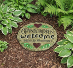 Carson Grandchildren Welcome Garden Stone, Hand-Painted Resin, 9.5 Inch