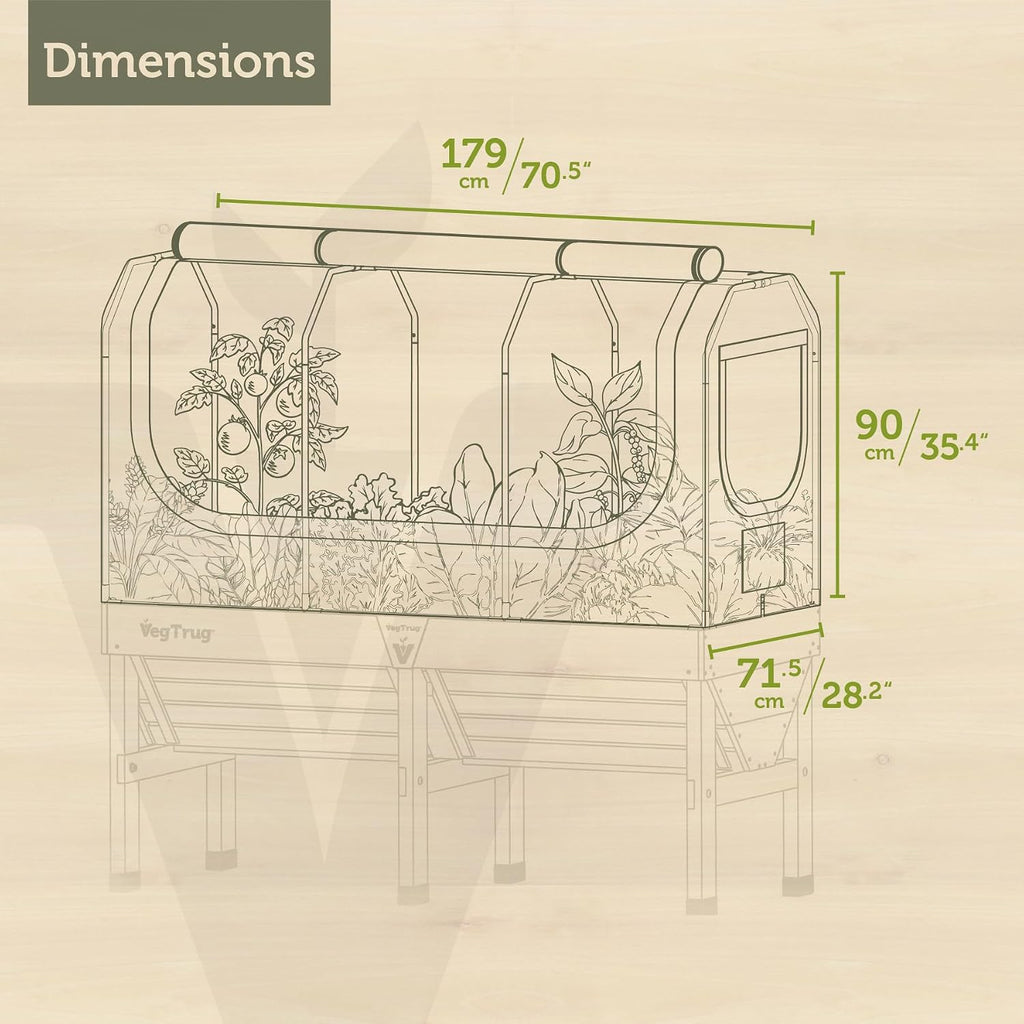 vegtrug medium greenhouse frame & multi cover set shown in use