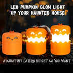 Rechargeable Halloween Pumpkin Lantern Light Collapsible Jack O Lantern | Battery Operated Pumpkin Lantern with Lanyard - Halloween Party Favor Decoration Outdoor Light up Pumpkin for Halloween Party