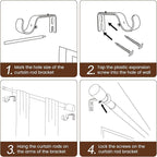 1” Diameter Silver Curtain Rod Itself is 30-60 inch 1 Pack, Fit 30 to 54 Windows with Heavy Duty Adjustable Telescopic Rod，Splicing Metal Extra Long Curtain Rod for Windows Sliding Glass Door