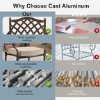 7-Piece Cast Aluminum Patio Furniture, Patio Dining Set for 6 Include 59" Rectangular Outdoor Dining Table and 6 Stackable Chairs with Cushions & Umbrella Hole (Bronze)