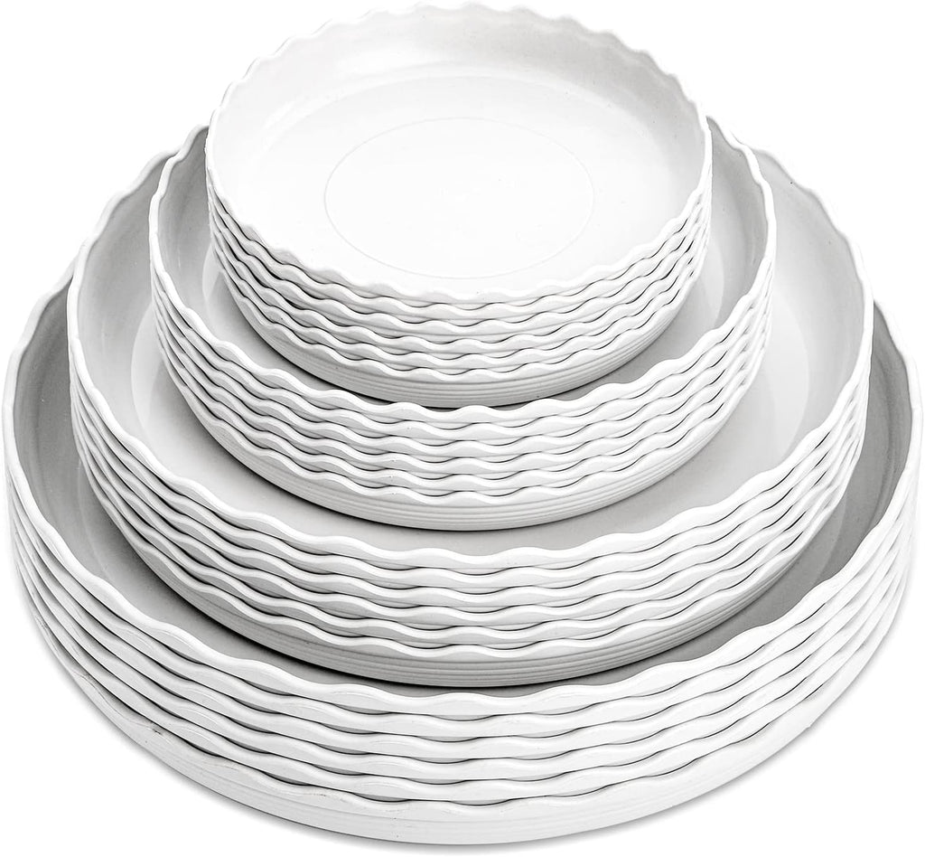 ZOOFOX 24 Pack Plastic Plant Saucer, Heavy Duty Plant Trays for Pots, Wave Plant Water Catcher Tray for Indoor Outdoor Home Garden Plants (6 Inch/ 8 Inch/ 10 Inch/ 12 Inch)