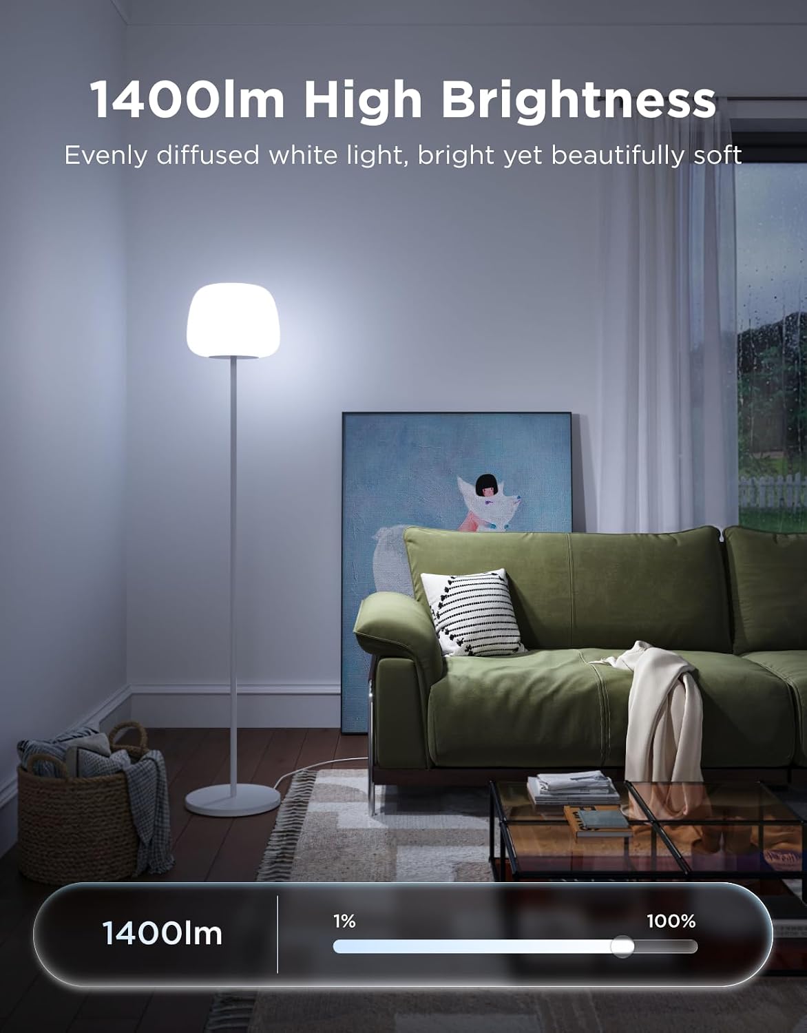 govee lantern floor lamp, halo gradient rgbic smart, front angle view