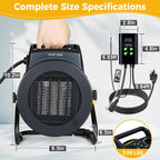 greenhouse heater with thermostat, 1500w outdoor heater, yellow shown in use