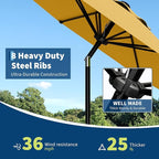 Garvee 9FT Patio Umbrella - Outdoor Table Umbrella with Smooth Crank Lift, Push Button Tilt and 8 Sturdy Ribs - Market Umbrella UV Protection Waterproof for Pool, Deck, Yard, Garden -Yellow