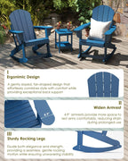 GREENVINES Adirondack Rocking Chairs Set of 2, HDPE Outdoor Rockers, Blue | Heavy Duty Thickened Legs | 5’’ Wide Armrests | All Weather | Porch Rocker Chair | Low Maintenance for Patio Deck Fire Pit