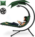best choice products hanging led-lit curved chaise lounge, main product view