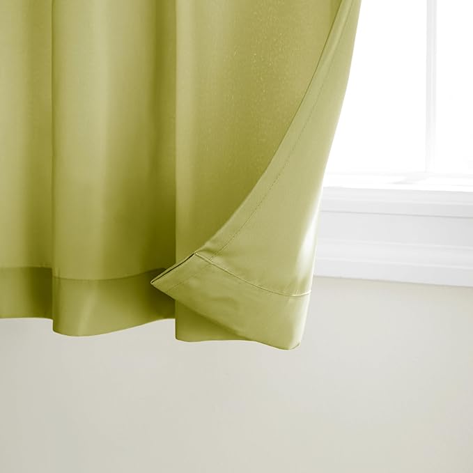 TOWN & COUNTRY BASICS Cabana Solid Heavyweight Indoor Outdoor Curtains, Light Filtering Opacity with Grommet Top, Water Repellent, 2-Pack Set, 54"x84", Kiwi Green