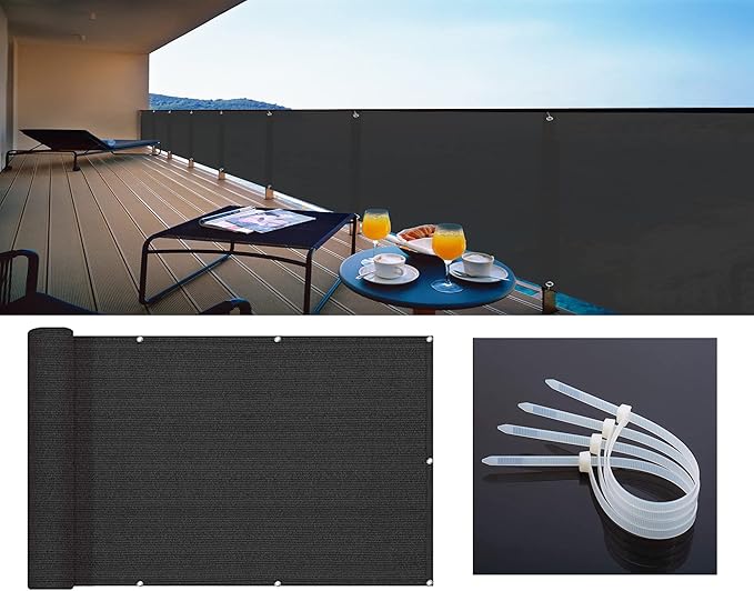 LOVE STORY Balcony Privacy Screen, 3'x9' Deck Shield Screen Fence Cover,UV Protection and Weather-Resistant,3 FT Height for Deck, Patio, Backyard, Outdoor Pool, Porch, Railing, Black