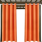 Waterproof Outdoor Curtain W52 x L63 - Grommet Top Sunlight Blocking Window Treatment Drapes Blackout Curtains for Home Bedroom Living Room Outdoor Patio Porch Pergola (Orange, 2 Panels)