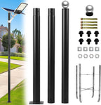 Street Light Pole 10ft Tall，Outdoor Split Adjustable Heavy-Duty Metal | Solar Light Pole with Rebar Cage and Ground Screw，Suitable for Basketball Courts, Parking Lots and Streets.