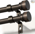 2 Pack Modern Antique Brown Bronze Curtain Rods for Windows 66 to 120 Inches Adjustable Heavy Duty 1" Diameter Window Rod with Decorative Finials for Outdoor Farmhouse Bedroom Kitchen Living Room