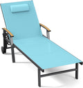 ciokea outdoor lounge chair with pillow, 5-position chaise, main product view