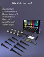 appeck landscape lighting, rgbw spotlights with app control,8, front angle view