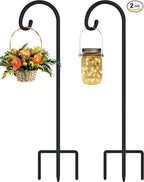 FEED GARDEN Adjustable 48 Inch Small Shepherd Hooks for Outdoor, Garden Hook for Lanterns, Shepard Hooks for Hanging Plants, Bird Feeders, Solar Lights, Mason Jars, Weddings Decor,2 Pack