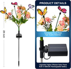 2 Pack Solar Garden Lights Outdoor, 8 Lighting Modes Warm White LED Powered Swaying Butterfly, Waterproof Hydrangea Flowers Landscape Light for Outside Yard, Patio, Pathway Decorative, Décor, Gifts