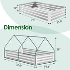 Quictent 6x3x1ft Galvanized Raised Garden Bed with Cover Metal Planter Bottomless Box w/ 2 Large Screen Windows Mini Greenhouse 20pcs T-Tags 1 Pair Gloves Outdoor Growing Vegetables (Green)