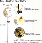 Solar Lights Outdoor Waterproof Fairy Moon Crackle Glass Lights with Metal Angel Decor for Walkway Yard Patio or Garden Gifts for Mom Grandma Friends