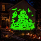12 in 1 Halloween Projector Lights Outdoor, 3D Dynamic Ghost/Skeleton/Bat/Scarecrow/Pumpkin/Witch Cauldron HD Patterns Halloween Decor,Night Lights for Party Home Window Wall Holiday Decor