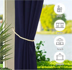 NICETOWN Outdoor Curtains for Patio Waterproof Extra Long W55 x L108 Inch, Thermal Insulated Stainless Steel Grommet Privacy Vertical Drapes for Porch/Yard, Set of 2, Navy Blue