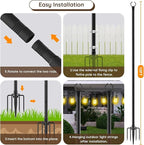 AILBTON 8 Pack 10Ft String Light Poles,Light Poles for Outside String Lights,Outdoor Light Poles with Fork,Metal Pole Stand for Patio,Backyard,Deck