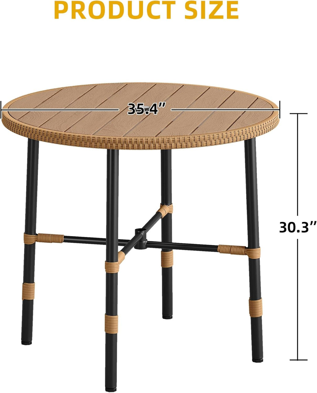 dwvo outdoor patio dining table round for 4 showing dimensions