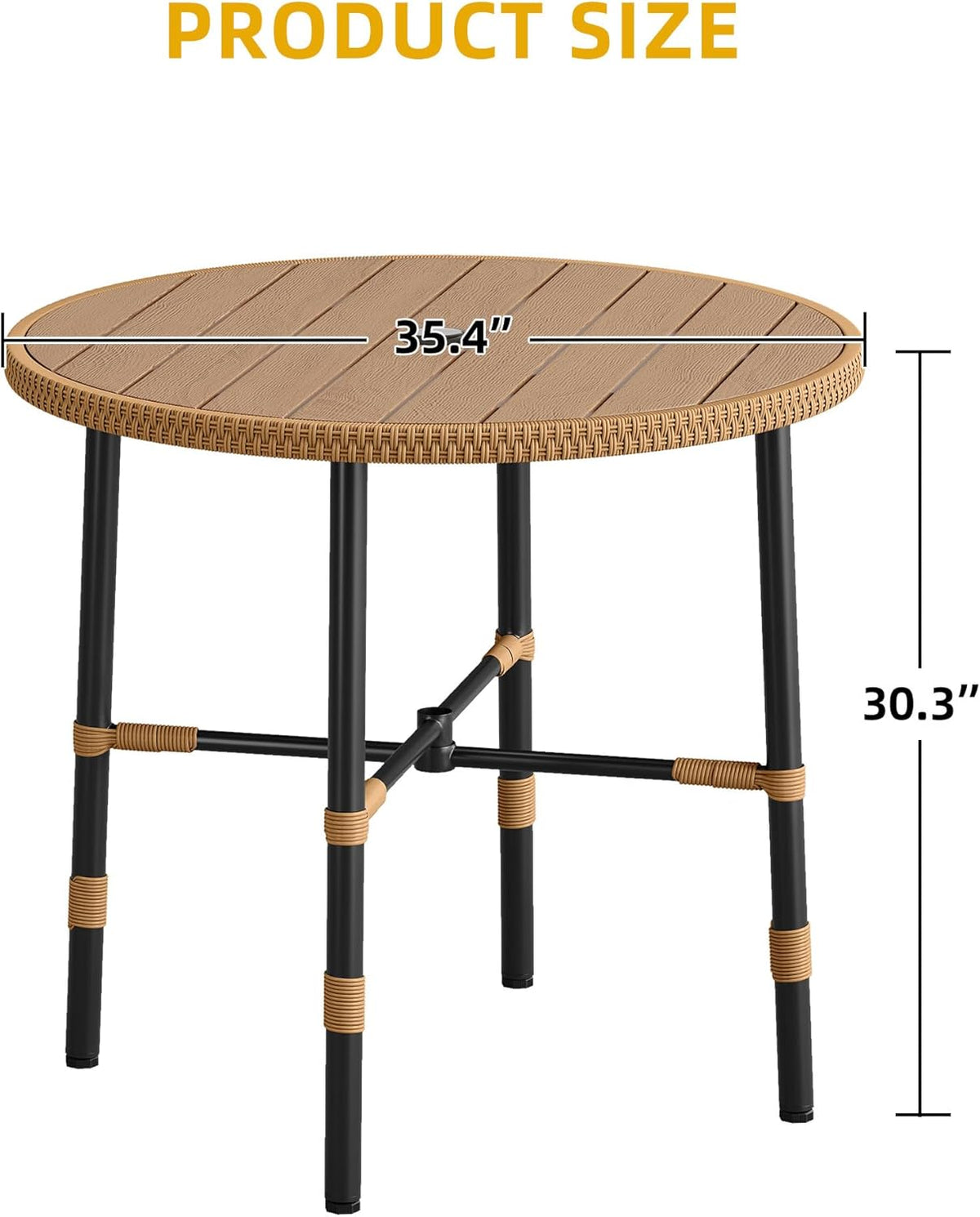 dwvo outdoor patio dining table round for 4 showing dimensions